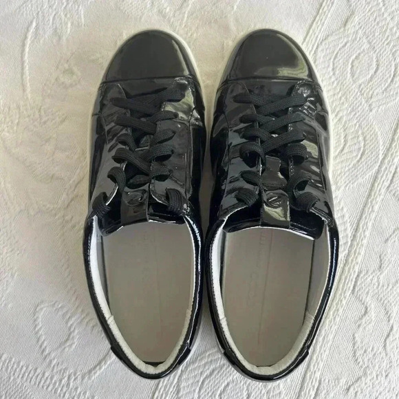 ECCO Soft 7 Womens Size 37 (US 6-6.5) Black Patent Leather Casual Sneakers Shoes - Picture 2 of 14